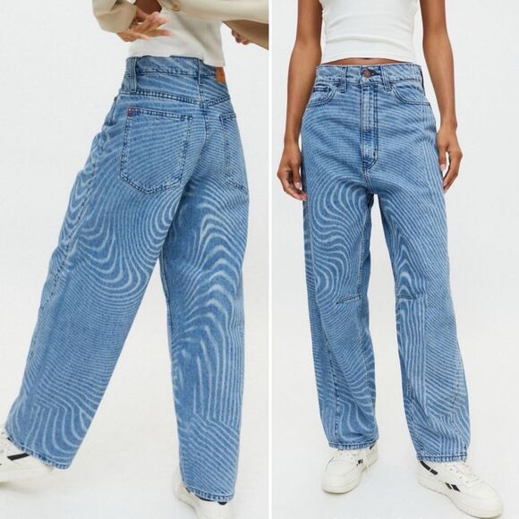 NWT BDG Rih Extreme Baggy Jean Blue Swirl Multi Streetwear Jeans Size 24 | 00 - Picture 14 of 14